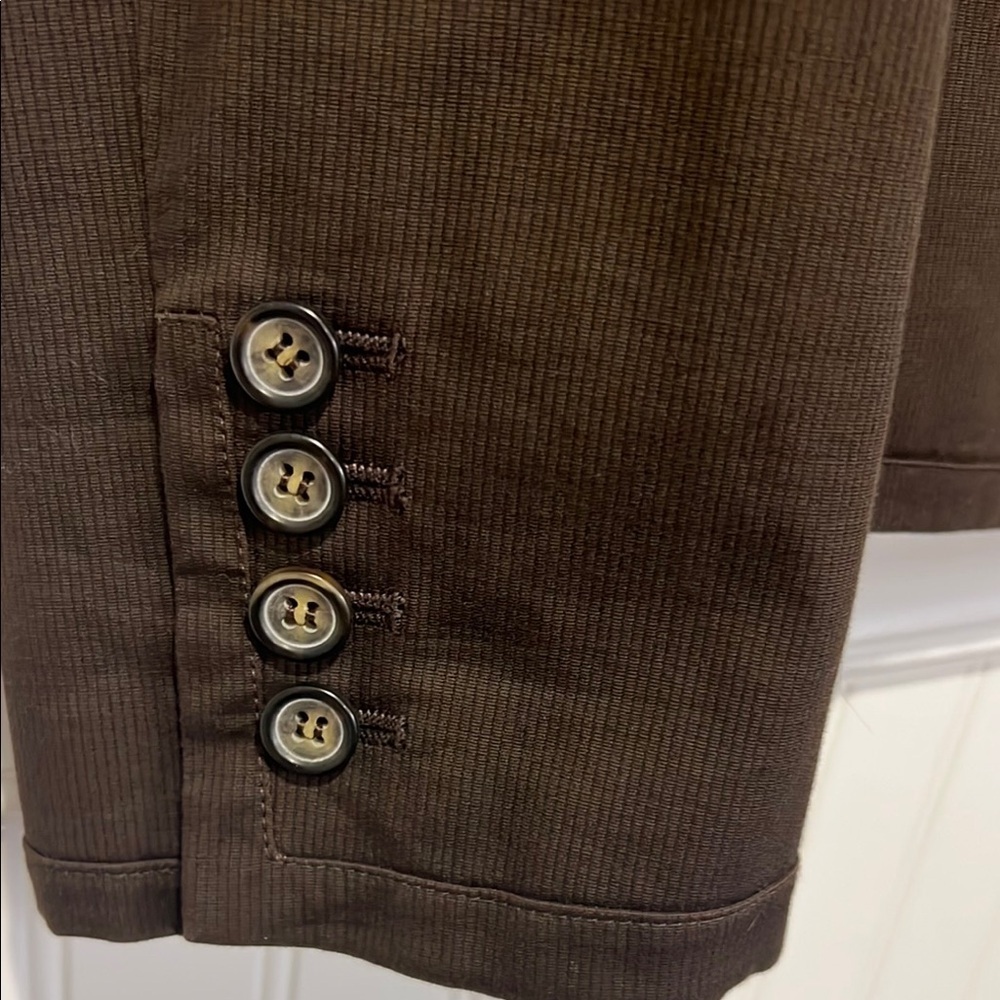 Talbots Chocolate Brown One button cotton classic blazer size 10 - Picture 7 of 13